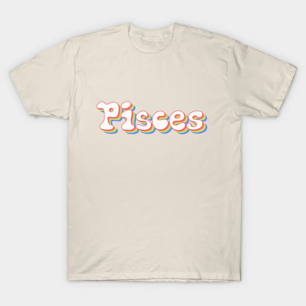 Retro Rainbow Pisces T-Shirt by Scarlett Blue